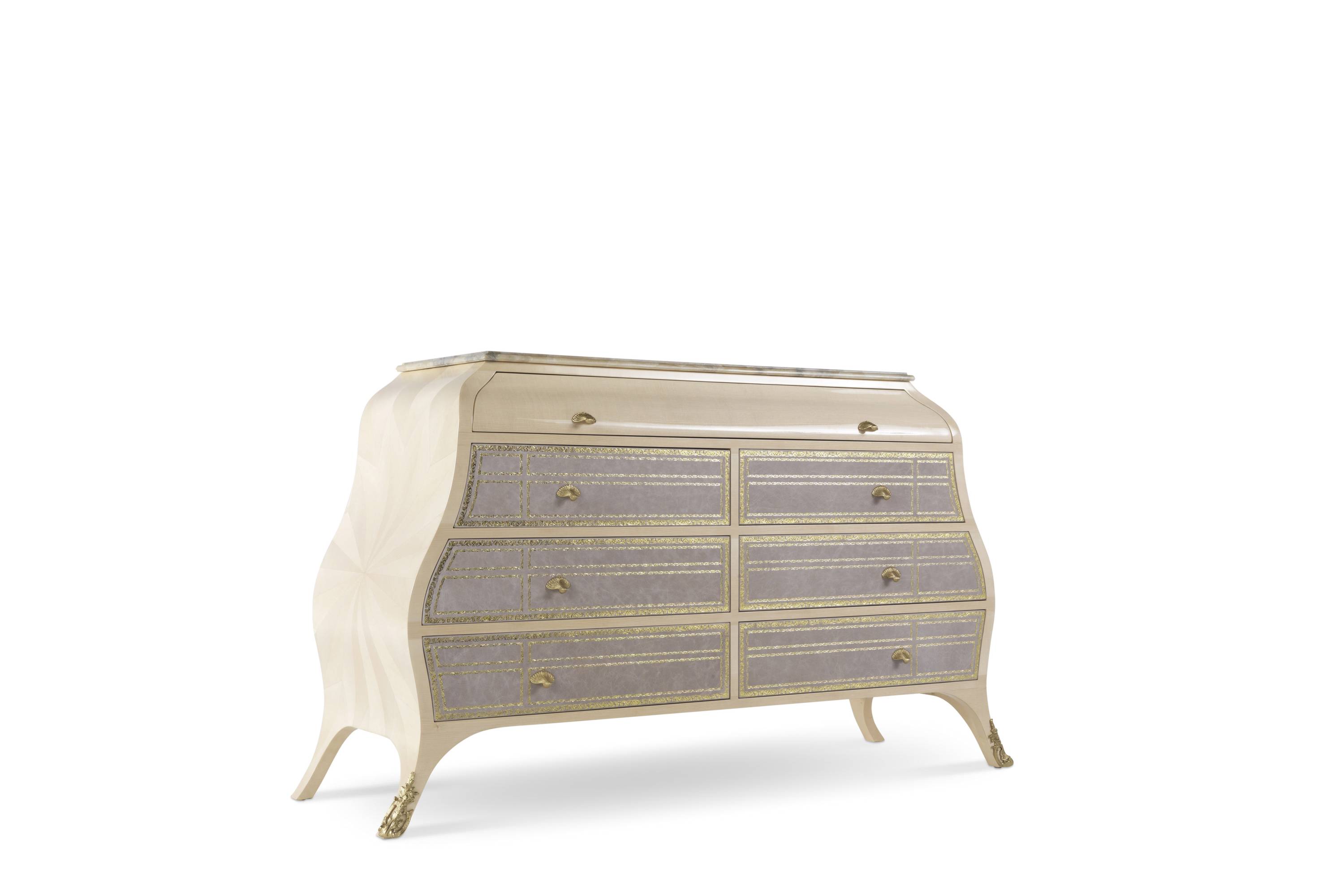 MADELEINE drawer unit - quality furniture and timeless elegance with luxury Made in Italy classic night storage units of Oro Bianco collection.