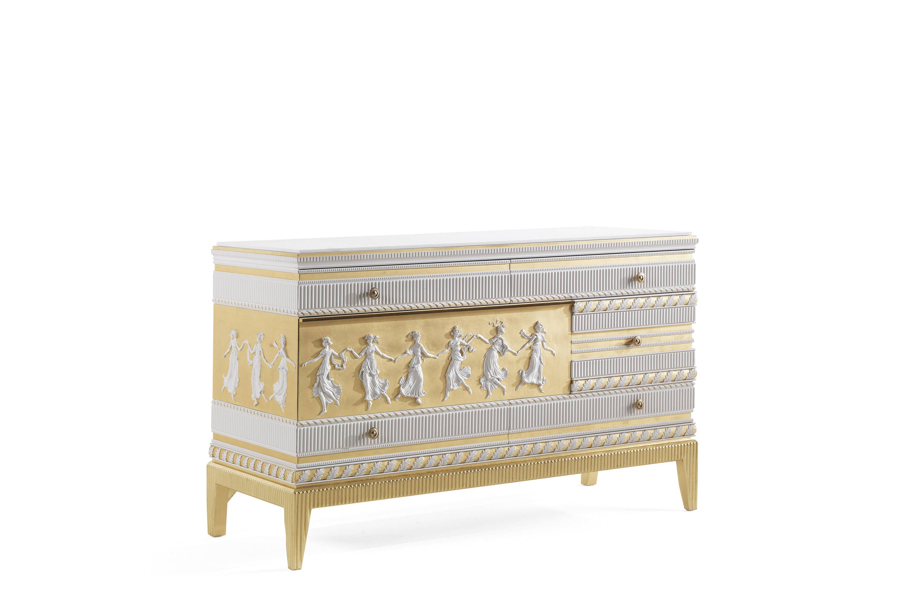 PORTLAND drawer unit - convey elegance to each space with Italian classic night storage units of the classic Oro Bianco collection